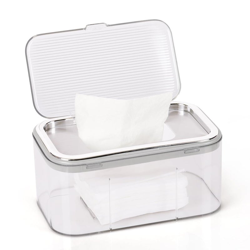 Flenpptly Baby Wipes Dispenser, Wipe Holder & Freshness Keeper - Easy to Open, Large Capacity (Silver) - Image 1